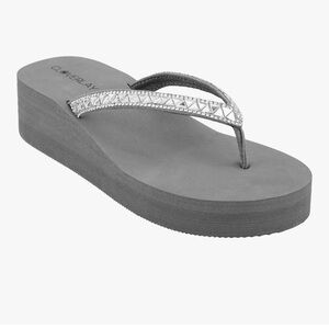 Gray Platform Flip Flops - rhinestone